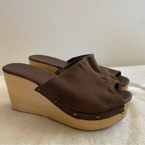 Cordani Brown Wedge Peep Toe Sandals